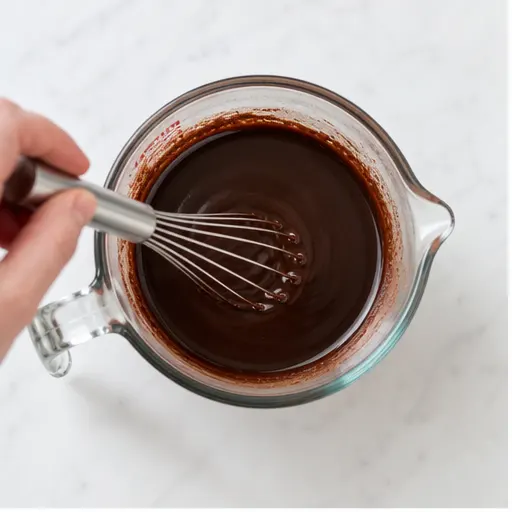Step 1: Whisking cocoa into hot water