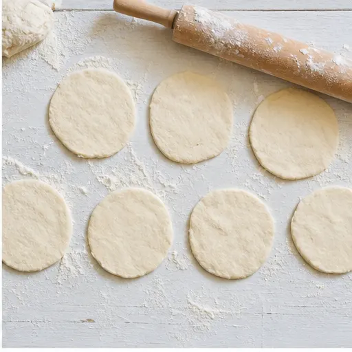 Step 2: Splitting and flattening biscuit dough