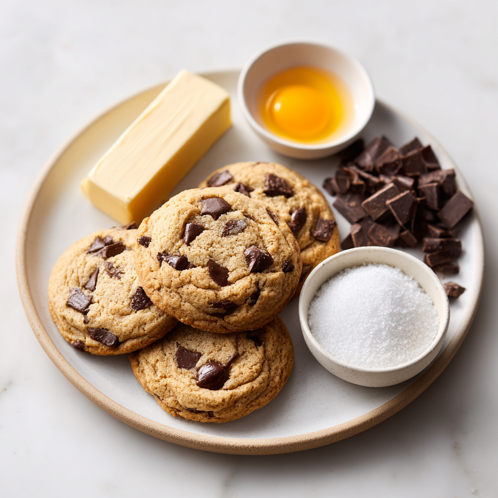small batch chocolate chip cookies - main ingredients