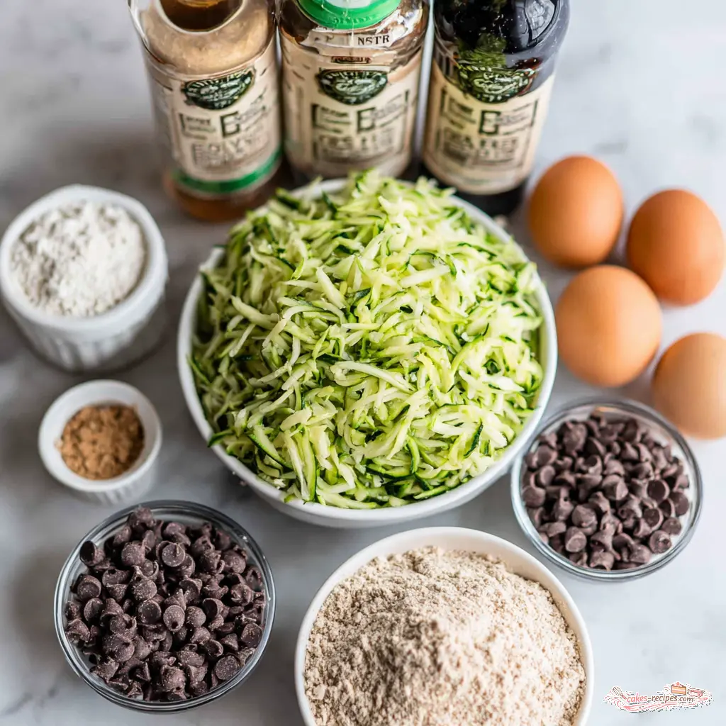 small batch chocolate chip zucchini bread - main ingredients
