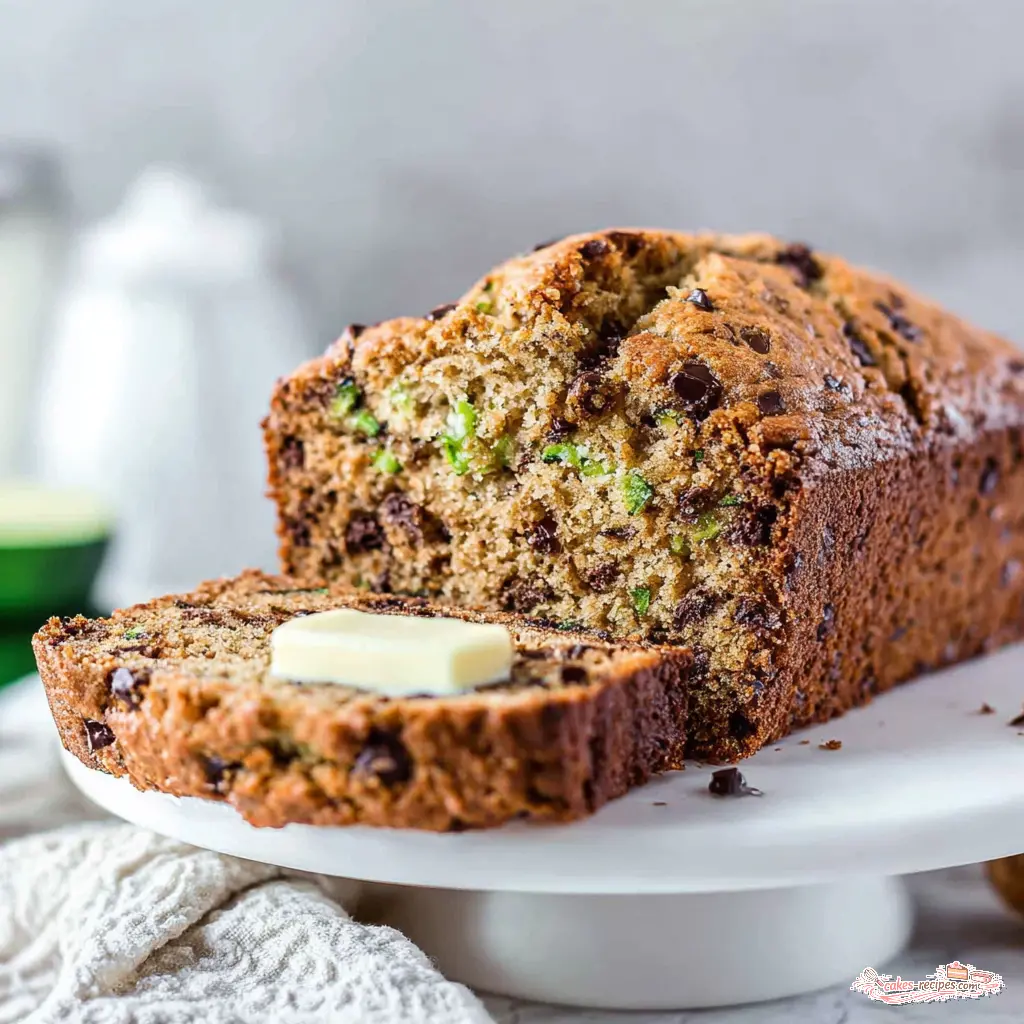 small batch chocolate chip zucchini bread - final presentation