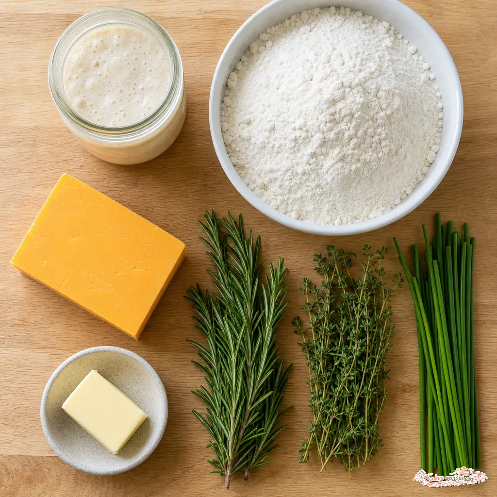 sourdough herb cheese rolls - main ingredients