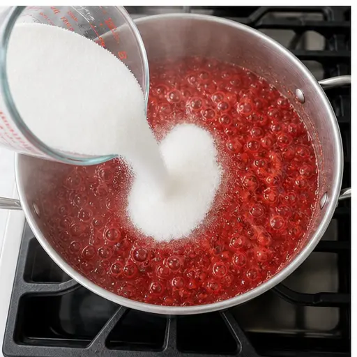 Step 3: Adding granulated sugar all at once and stirring