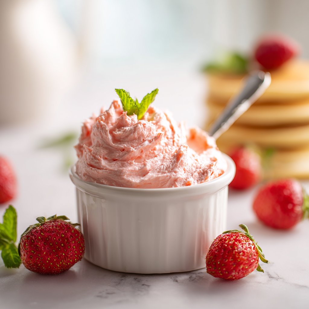 whipped strawberry butter recipe - final presentation