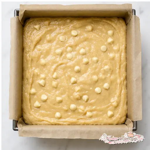 Step 4: Pouring batter into lined pan