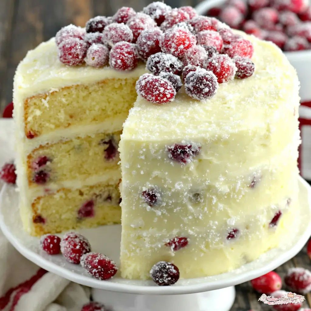 white chocolate cranberry cake - final presentation