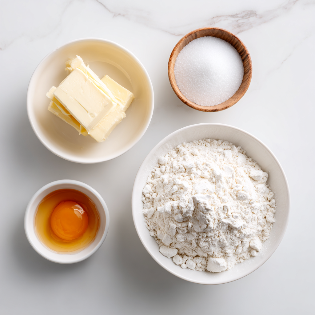 3 ingredient cookies - main ingredients butter, sugar, and flour