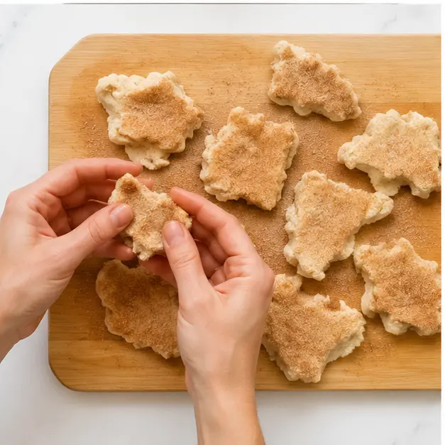 Step 3: Pinching snickerdoodle dough into pieces