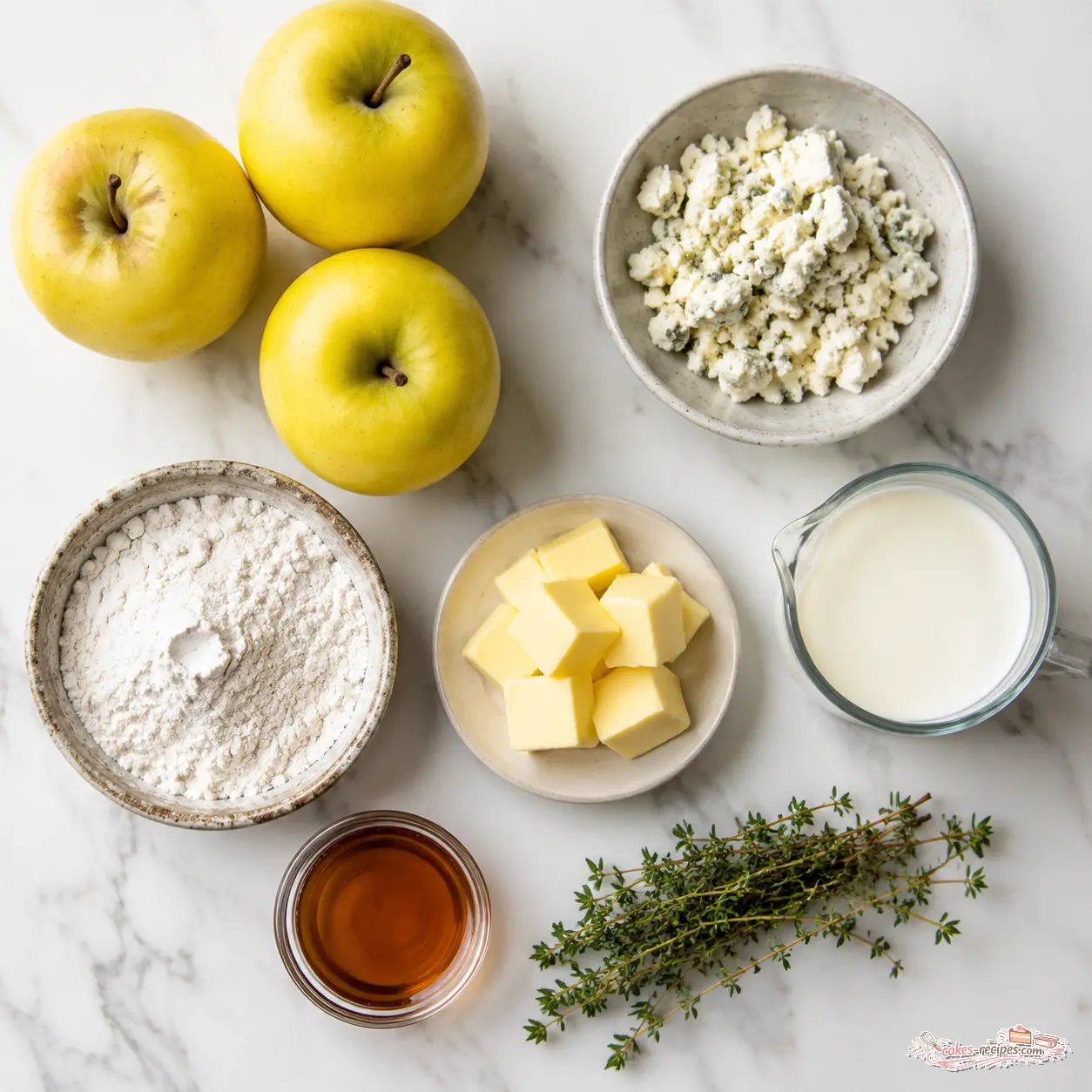 apple gorgonzola tartlets - main ingredients