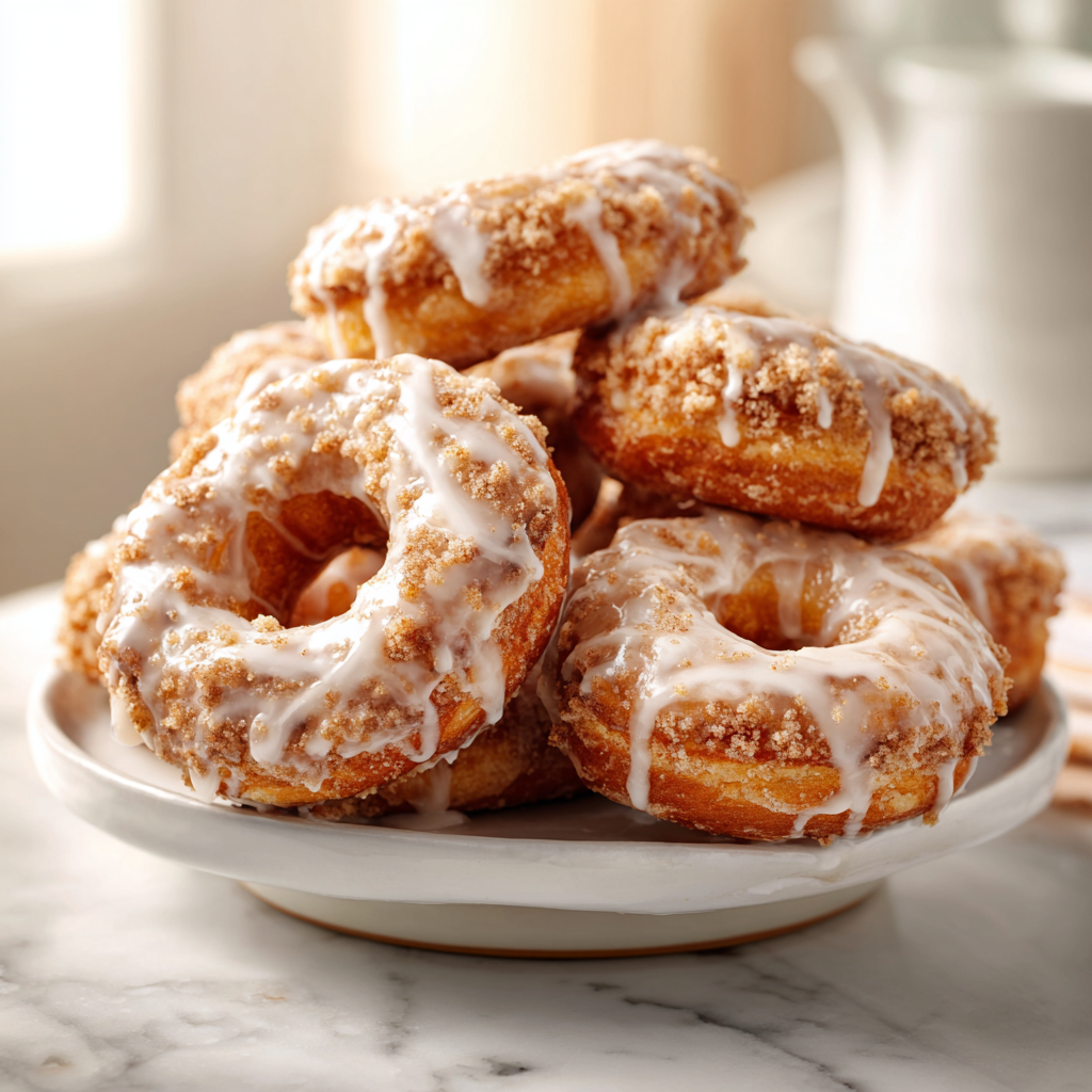 baked cinnamon crumb donuts - final presentation
