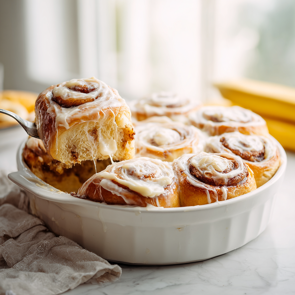 banana bread cinnamon rolls - final presentation