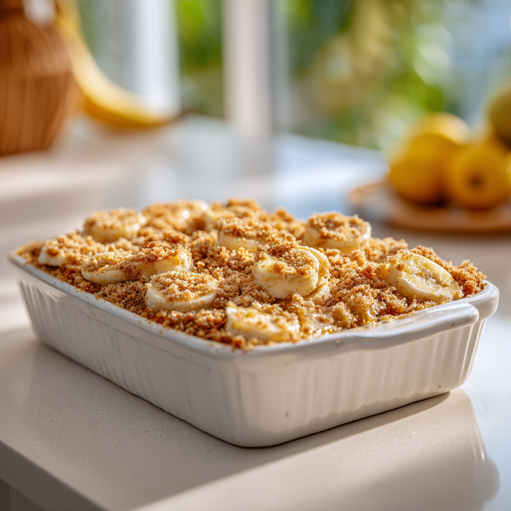 banana dump cake - final presentation