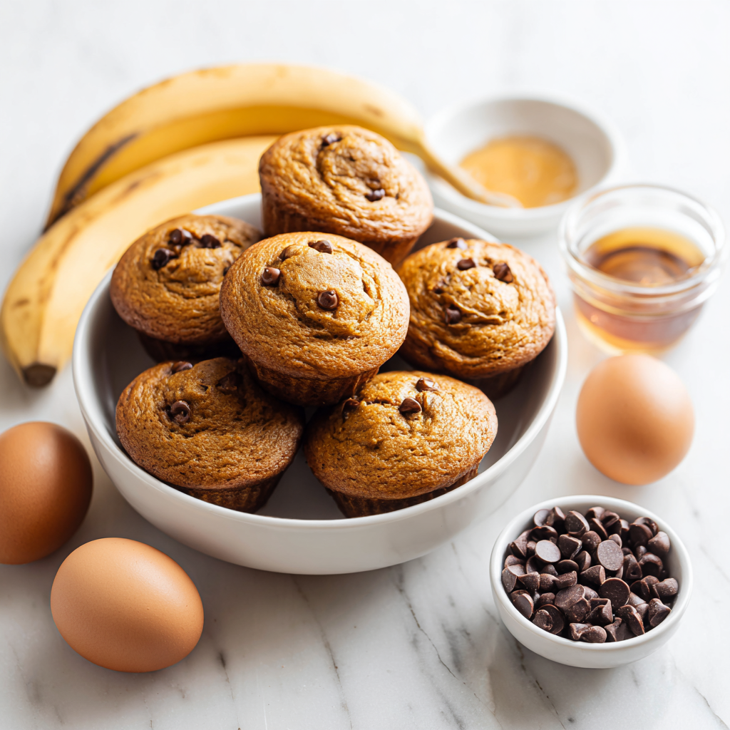 banana peanut butter muffins - main ingredients