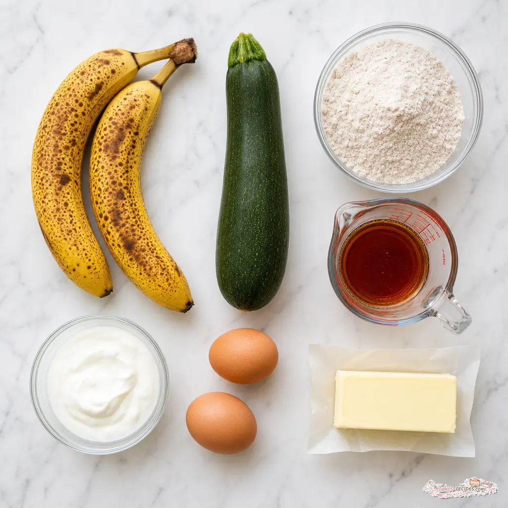 banana zucchini muffins - main ingredients