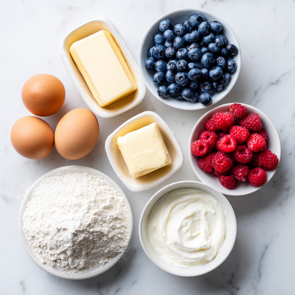 berry cream cheese muffins - main ingredients