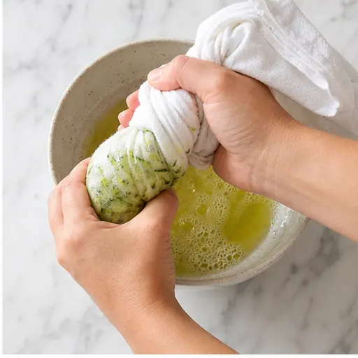 Step 2: Squeezing out excess moisture