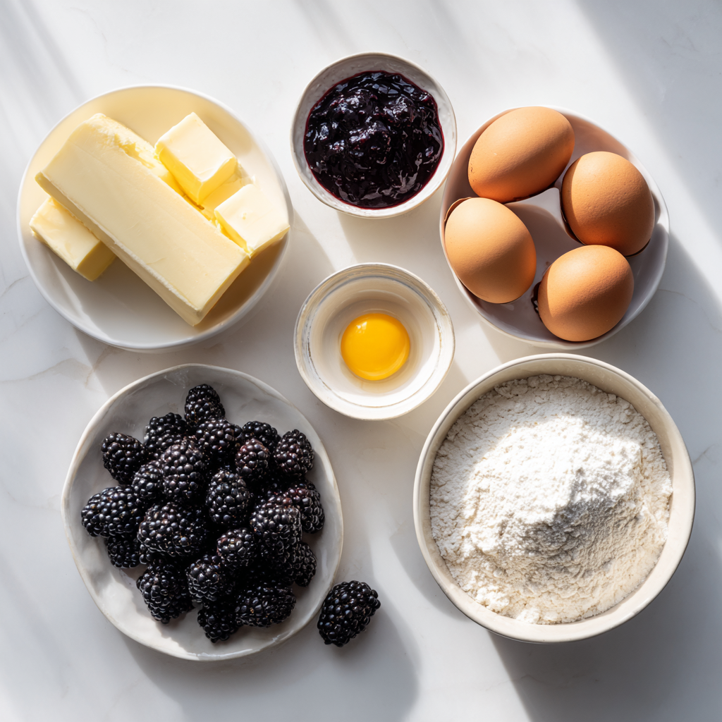 blackberry buttermilk biscuits - main ingredients