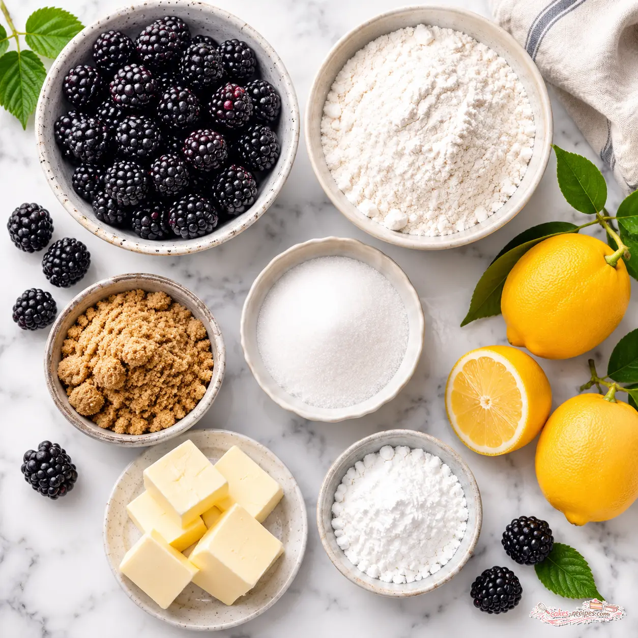 blackberry crumble cake - main ingredients