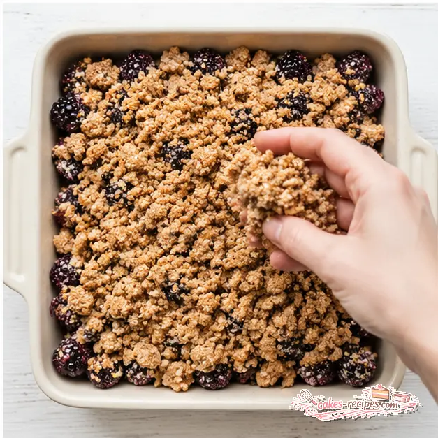 Step 4: Sprinkling crumble topping over berries