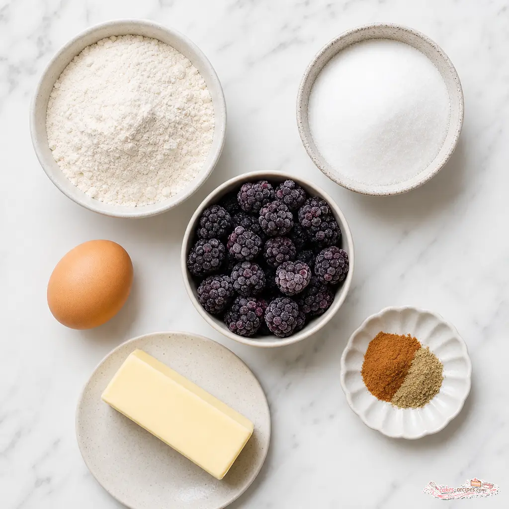 blackberry muffins - main ingredients