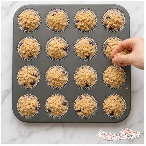 Step 4: Sprinkling streusel topping over batter