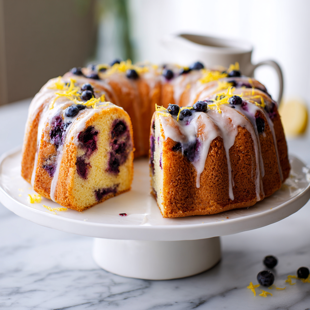 blueberry lemon pound cake - final presentation