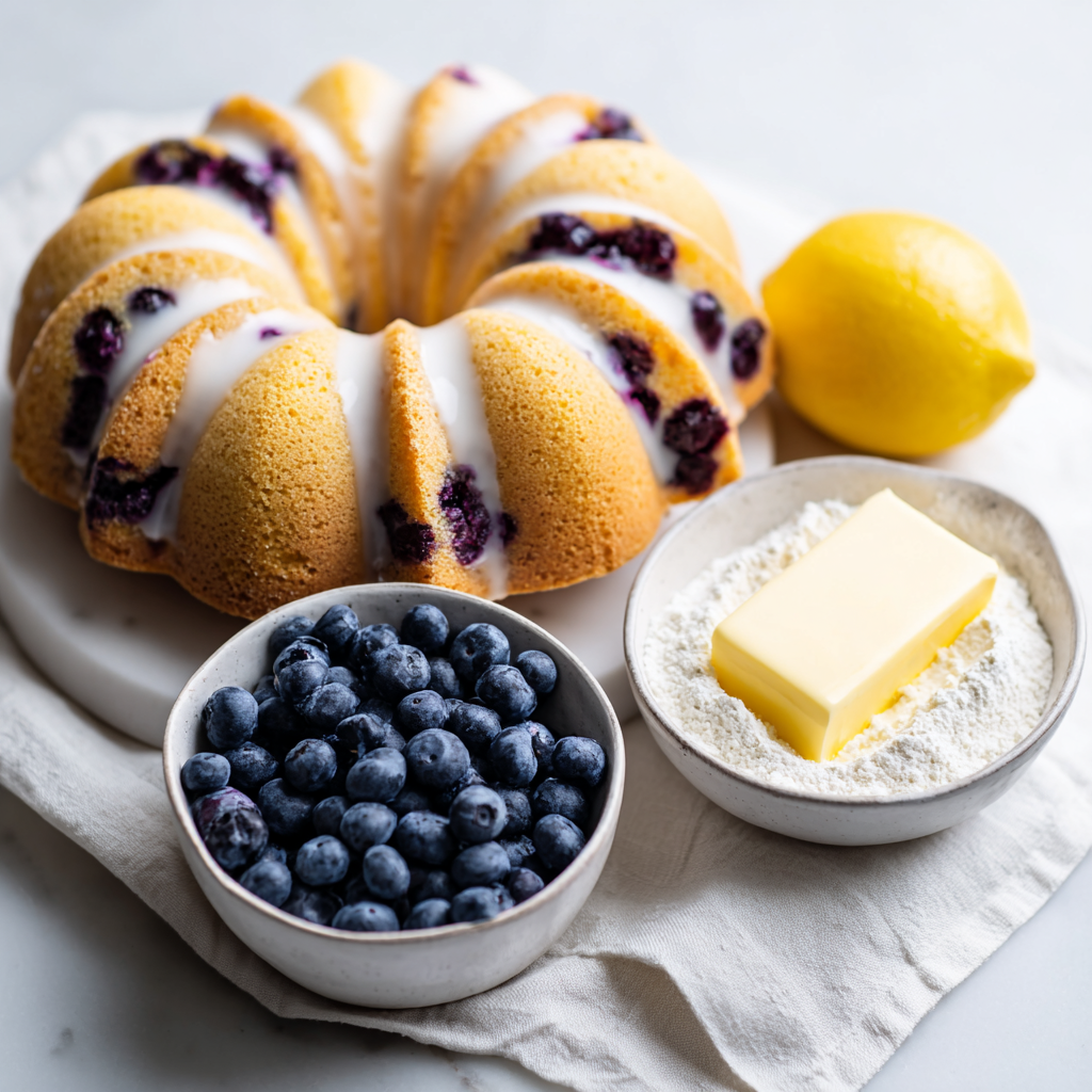 blueberry lemon pound cake - main ingredients