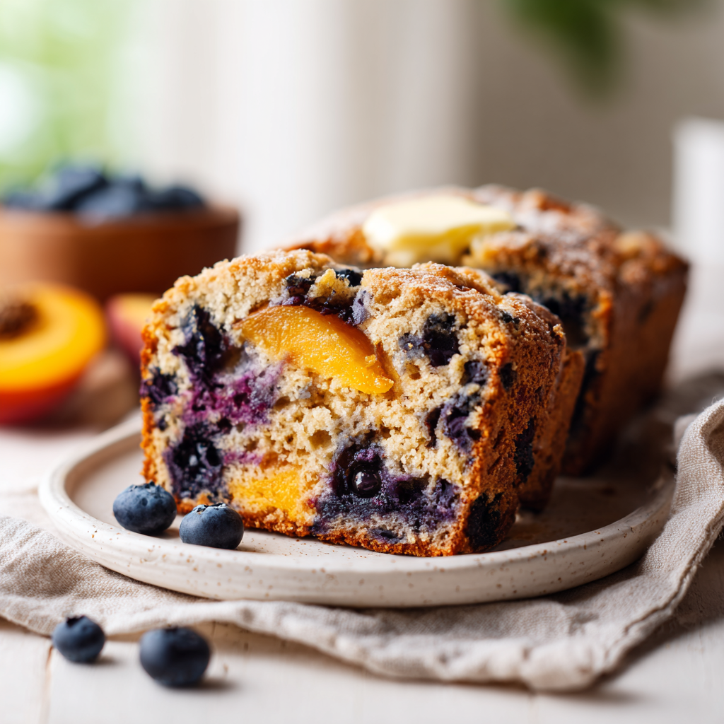 blueberry peach bread - final presentation
