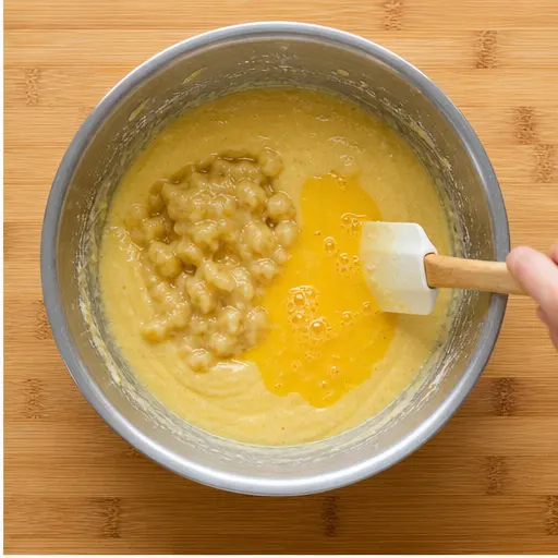 Step 2: Adding mashed bananas and eggs