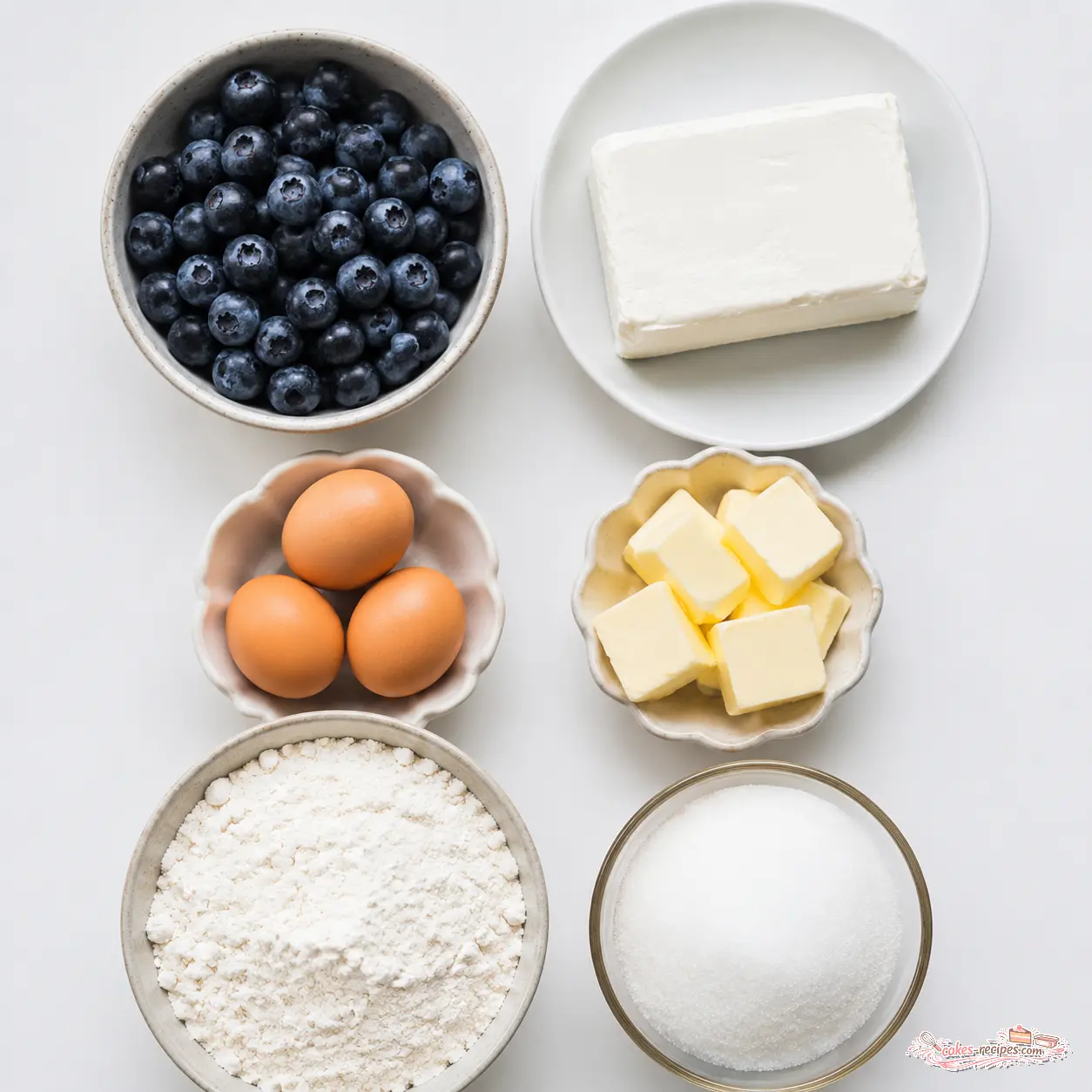 blueberry cream cheese bread - main ingredients