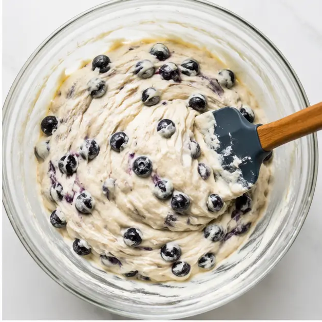 Step 2: Folding blueberries into the batter