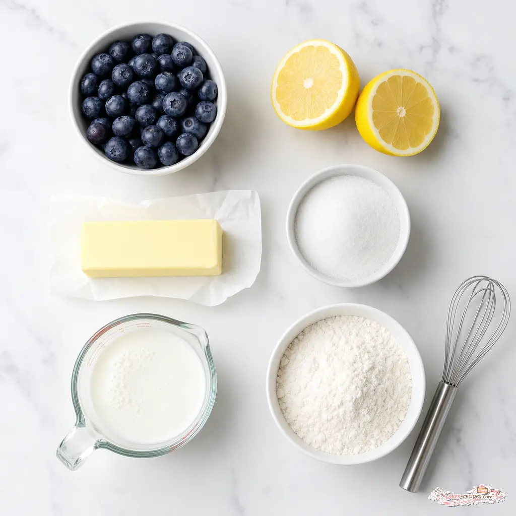 blueberry lemon streusel muffins - main ingredients