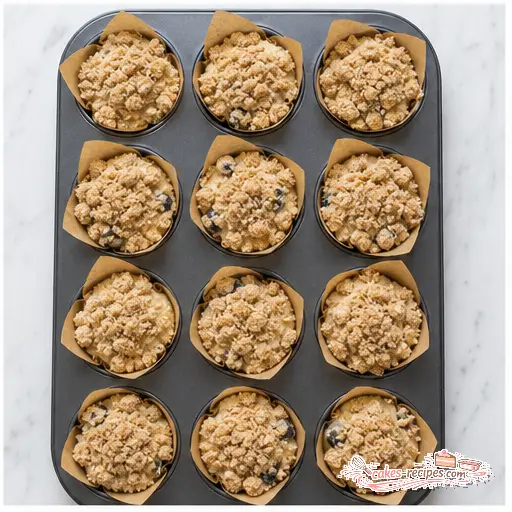 Step 4: Filling muffin tin with streusel