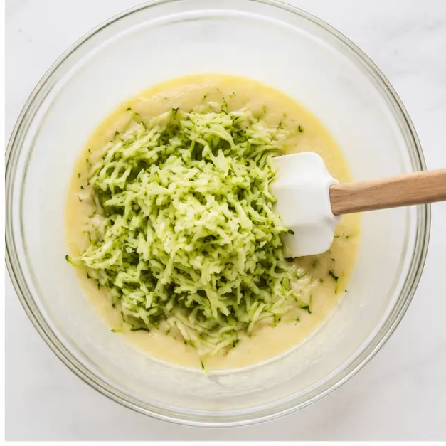 Step 2: Folding in shredded zucchini