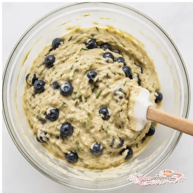 Step 4: Gently folding in fresh blueberries