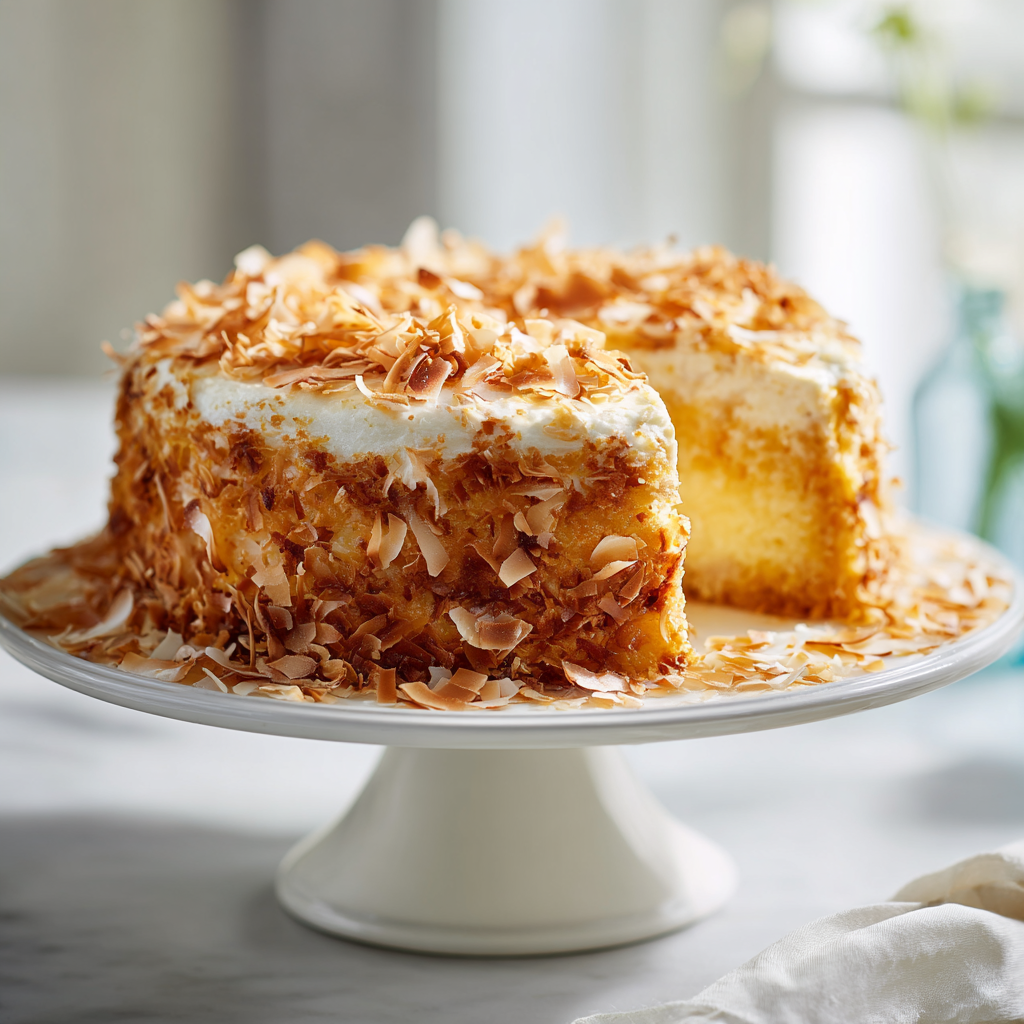 brazilian coconut custard cake - final presentation