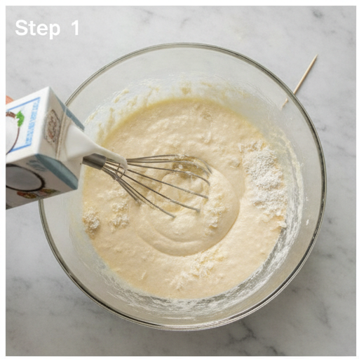 brazilian coconut custard cake - step 1