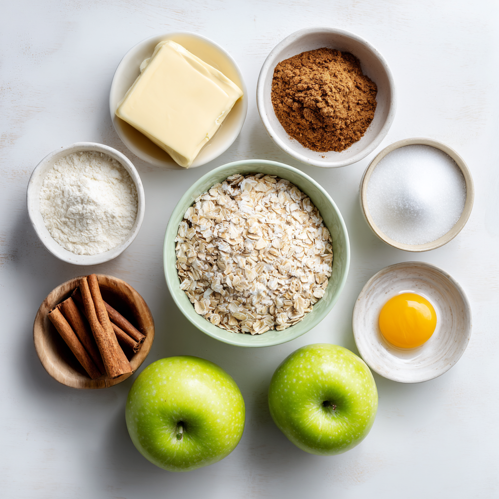 brown butter apple crisp bars - main ingredients