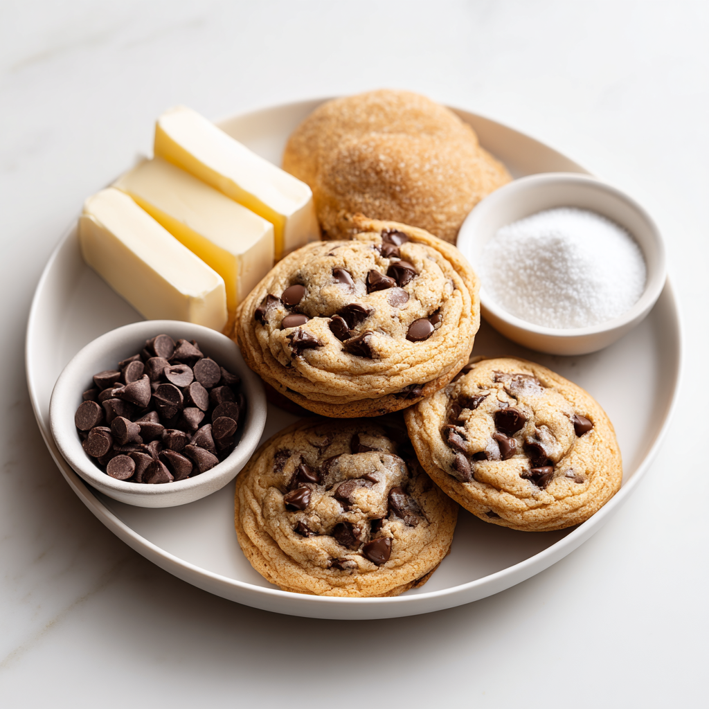 brown butter chocolate chip cookies - main ingredients
