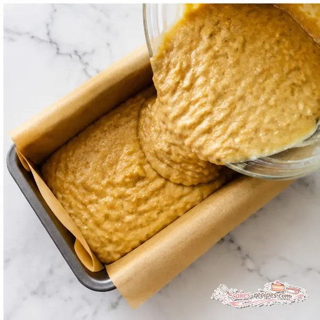 Step 4: Pouring batter into loaf pan