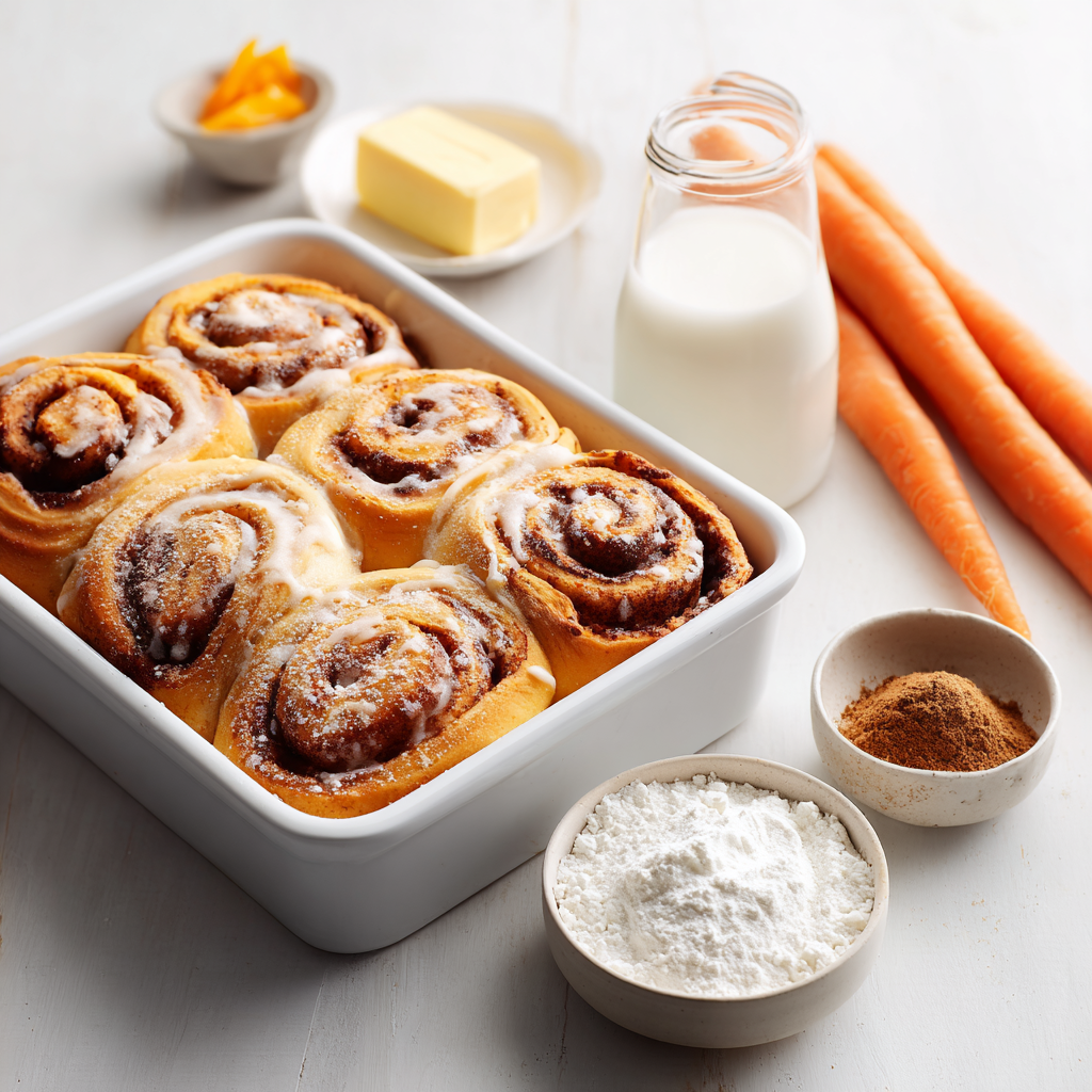 carrot cake cinnamon rolls - main ingredients