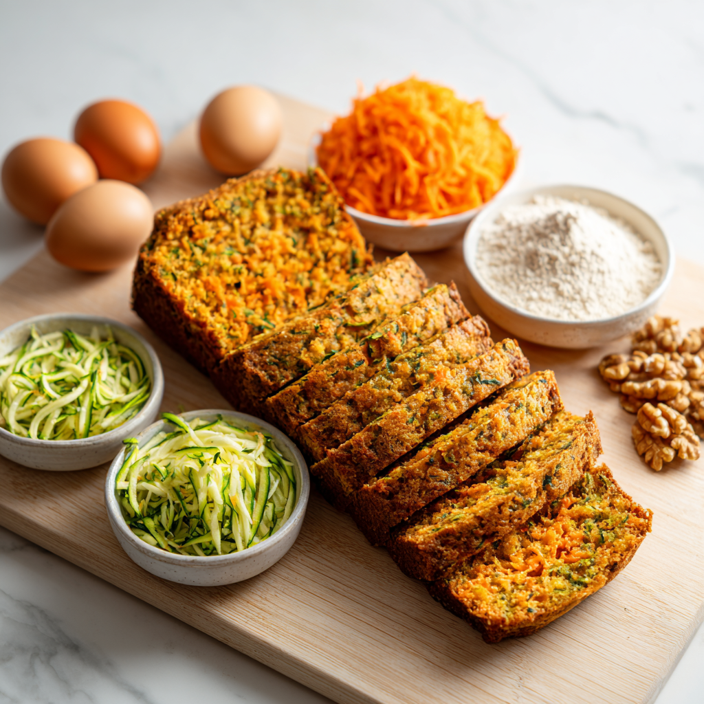 carrot zucchini bread - main ingredients