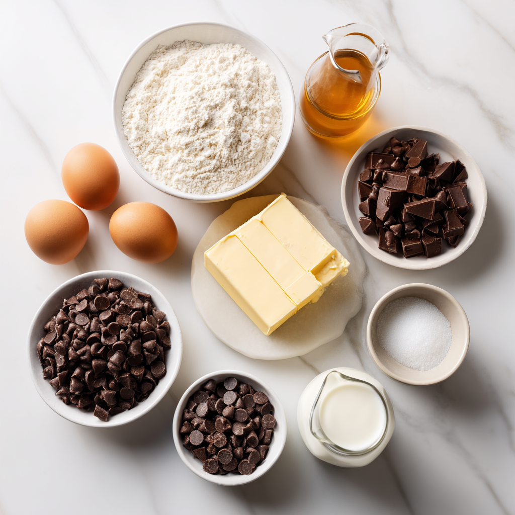chocolate chip cake - main ingredients