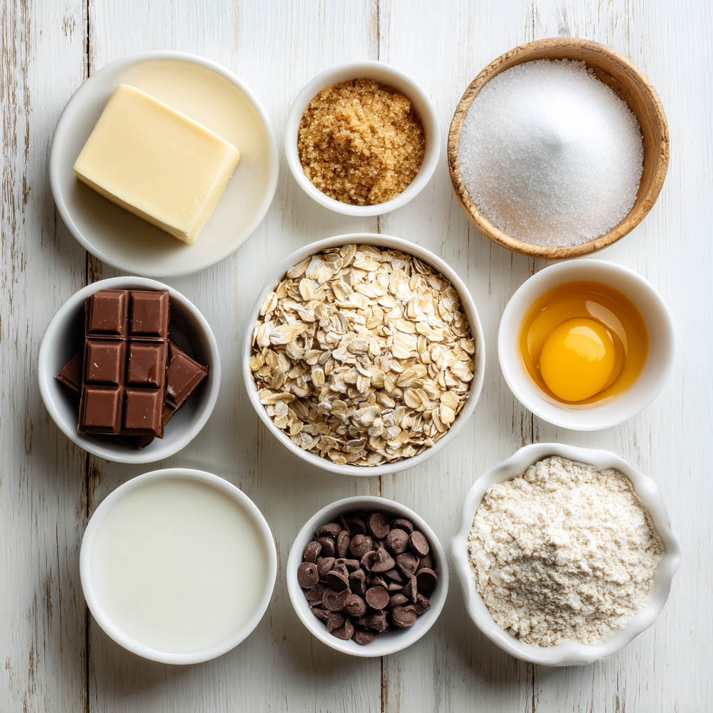 chocolate oatmeal cookies - main ingredients