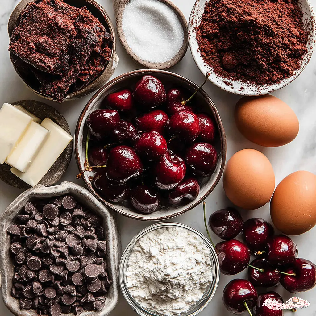 chocolate cherry brownies - main ingredients