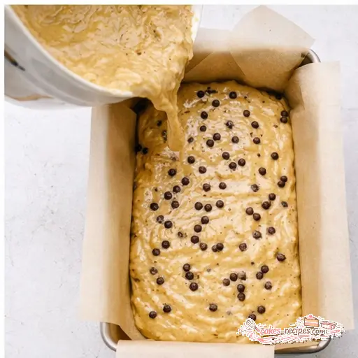 Step 4: Pouring batter into prepared loaf pan