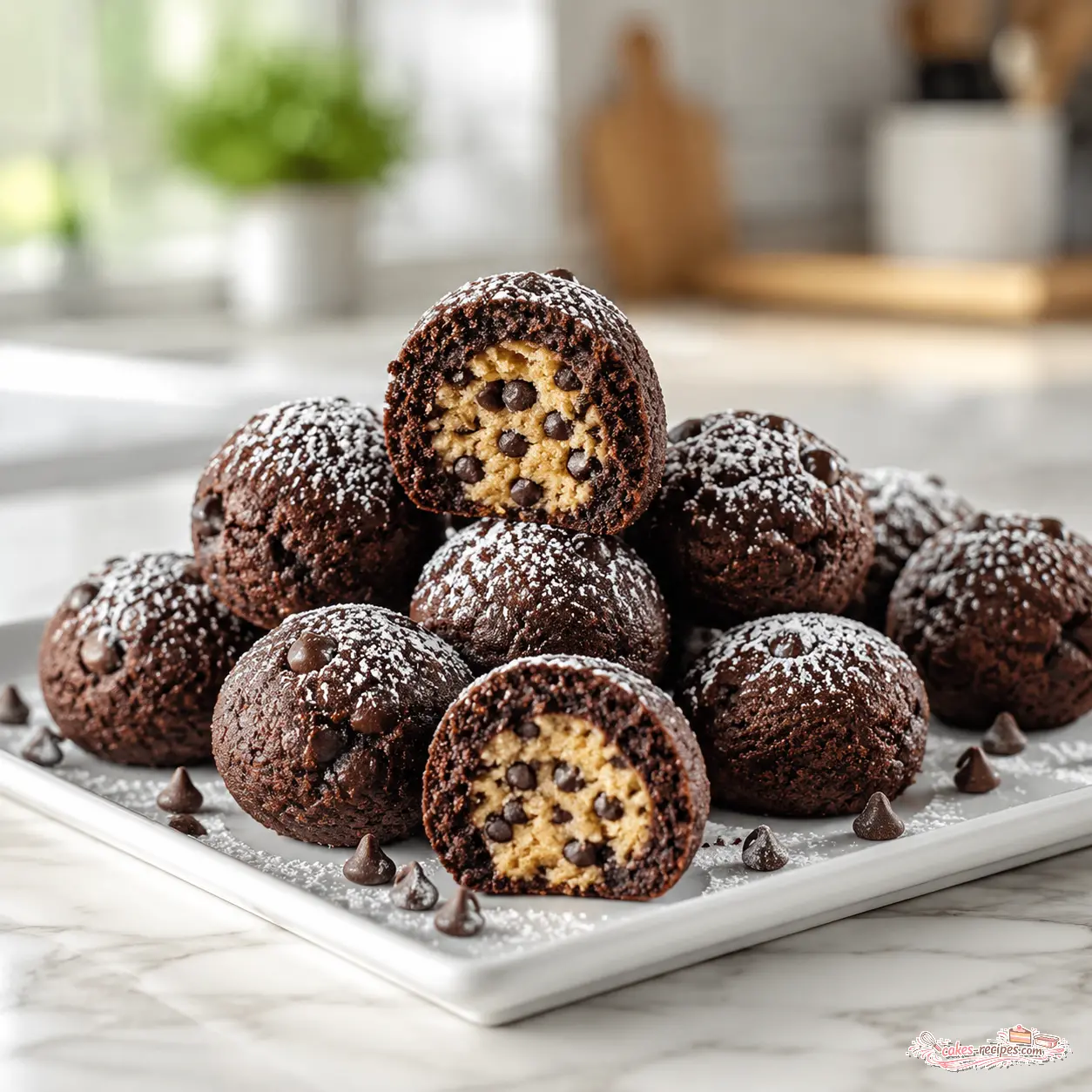 chocolate chip cookie dough brownie bombs - final presentation