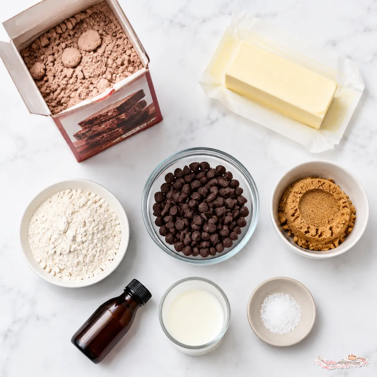 chocolate chip cookie dough brownie bombs - main ingredients