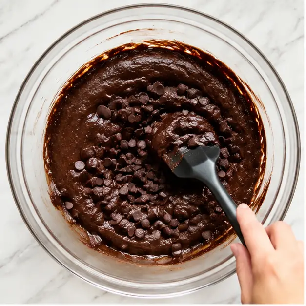 Step 1: Mixing brownie dough with melted butter