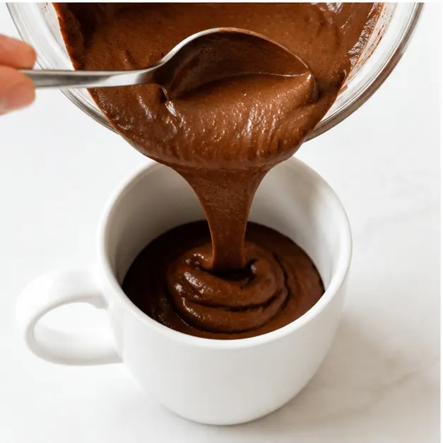 Step 3: Pouring batter into mug